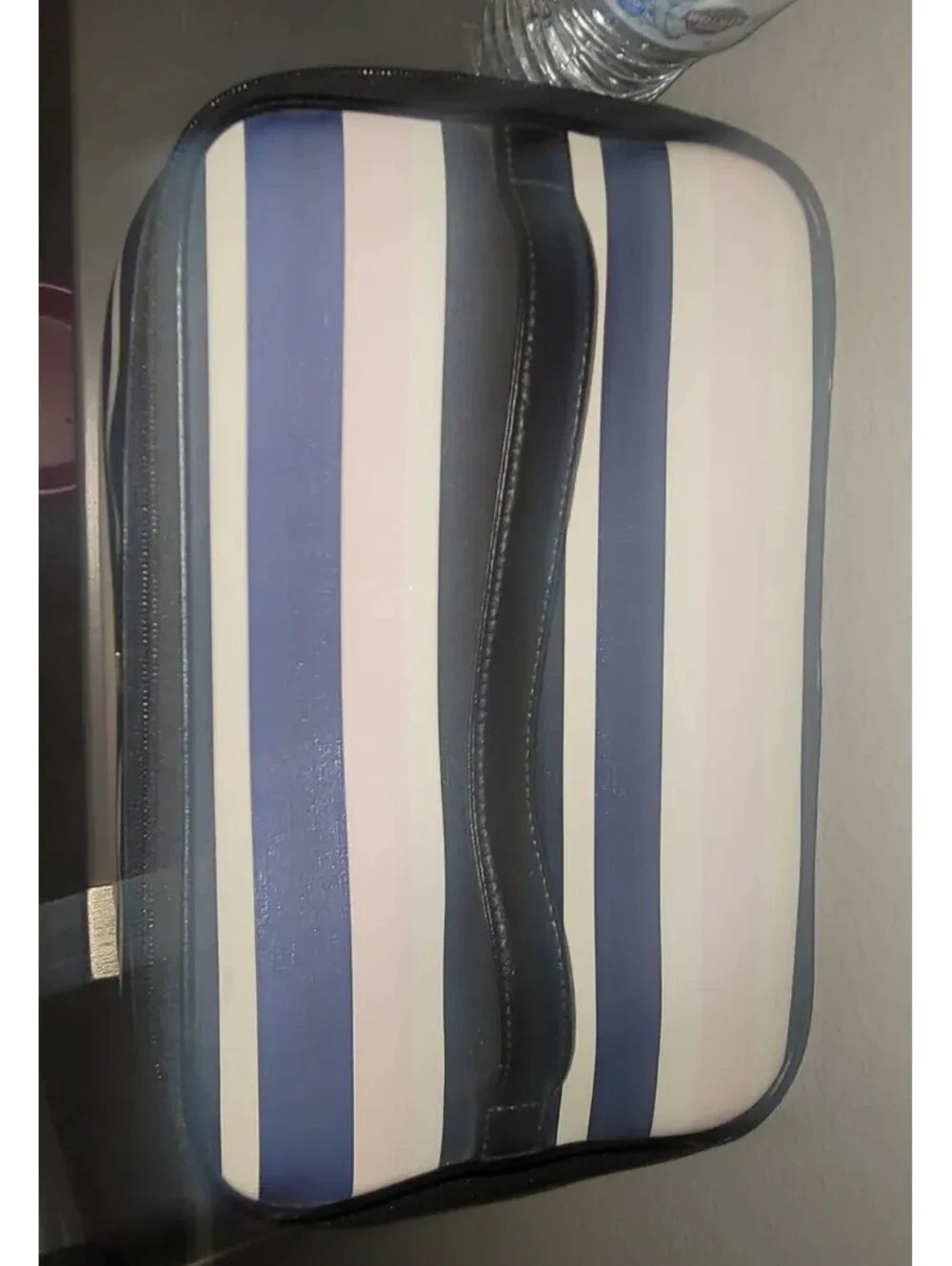 KATE SPADE NEW YORK STRIPED COSMETIC TRAIN CASE MAKEUP TOILETRY TRAVEL BAG